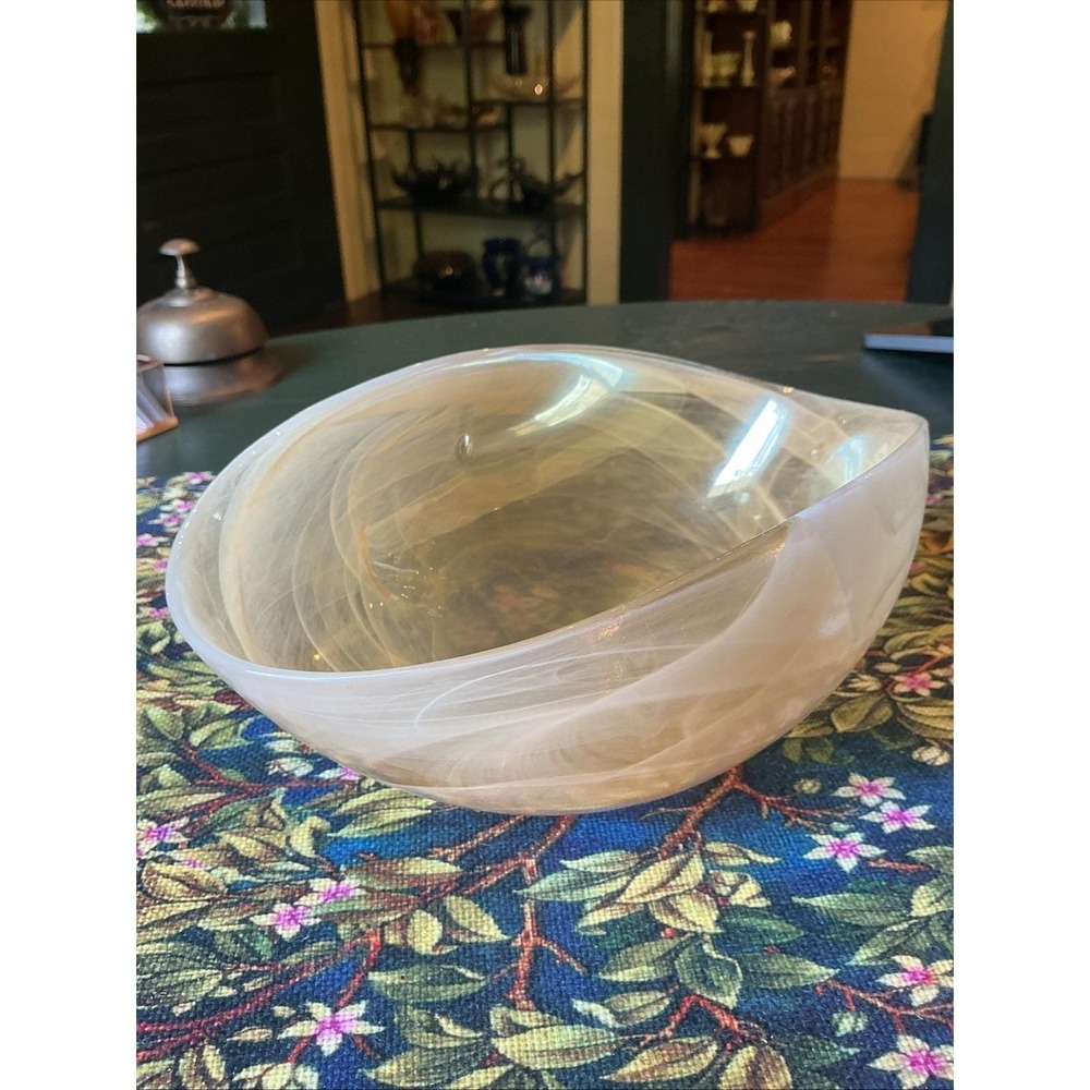VTG Murano Venezia Beige Gold Opalescent Glass 8.75" x 6" Bowl‎